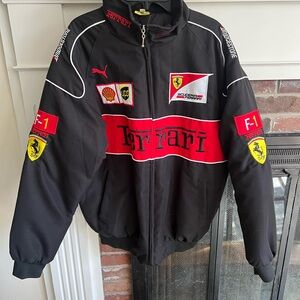 Ferrari Black Jacket with Red Racing Stripe and Logos